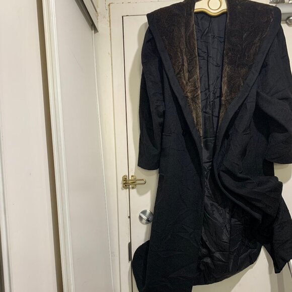 VINTAGE JONATHAN MICHAEL BIG COLLAR DOUBLE BREAST WOOL TRENCH COATS SIZE L - Picture 2 of 16